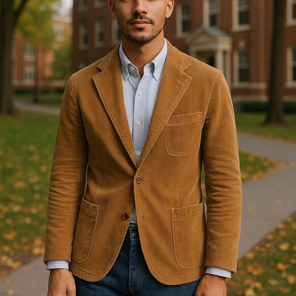 NWT Polo Ralph Lauren Corduroy Blazer Sport Coat Tan Brown 46L Stretch Cotton - Picture 1 of 9